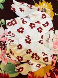 Floral Print Tie-Waist Blouse