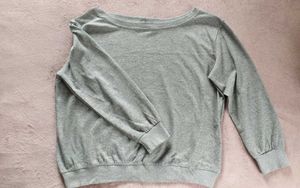 Grey Off-Shoulder Sweatshirt