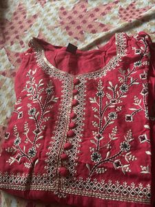Red Embroidered Kurta