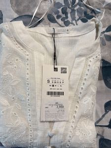 Zara Short White Top Brand New With Tag