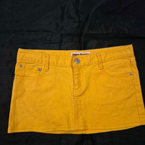 Micro Mini Yellow Denim Skirt /Genz