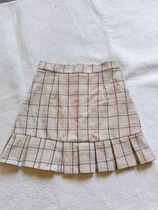 Beige Checked Skort.