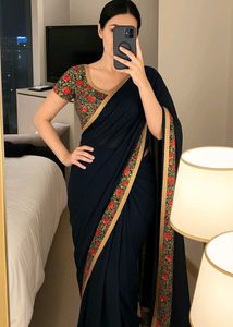 Partywear Beautiful Saree With Blouse Stitched
