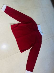 Classic Maroon Ribbed Polo Top