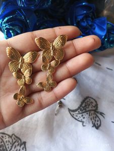 Elegant Gold-Plated Butterfly Dangle Earrings