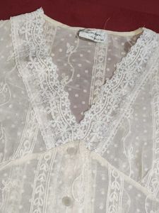 Vintage Lace Trim Button Dress