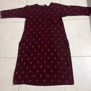Maroon & Gold Print Tunic Dress