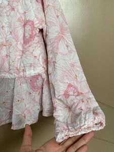 Floral Print Peplum Pink Top