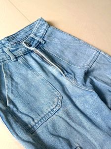 Light Wash Denim Cargo Pants