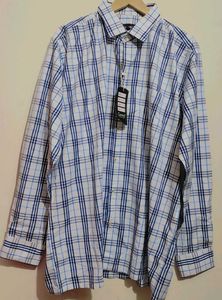 Blue Check Print Shirt For 48 Chest