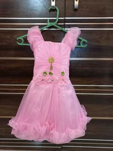 Baby Pink Frok With Hat