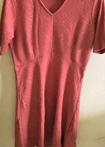 Coral Ribbed Dress