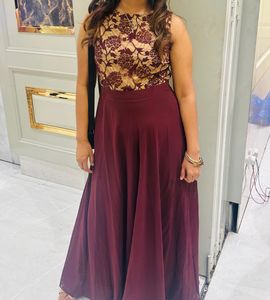 Party wear brown branded gown in size 36