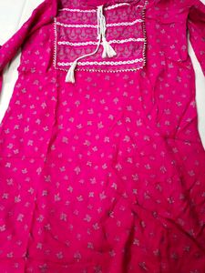 Elegant Pink Cotton Suit Set