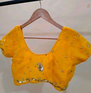 Chiffon Bright Yellow ✨Saree Blouse