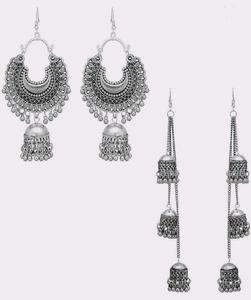 Oxidised Jewellery Combo. Chandbali And 3 Layered Jhumke