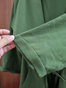 Olive drawstring trench coat style shrug