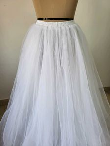 White Tulle high low  skirt