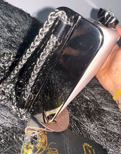 Pink Box Clutch with Diamond Knob &amp; Chain Strap