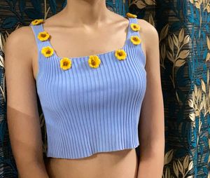 Blue Floral Crop Top