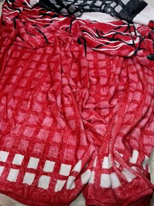 Branded Red & White Plush Throw Blanket