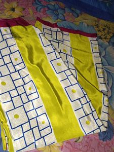 Leman Yellow With Mazanta Crape Saree For Sa