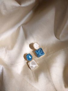 Sparkling Geometric Resin Square Drop Earrings