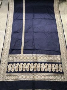 Elegant Navy Blue Banarasi Silk Saree