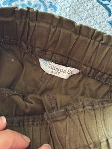 Bottle green Cotton Trousers For Girls