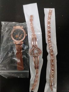 Beautiful Watch With 2 Bracelets
