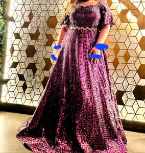 Wine Color Floor Touching Gown