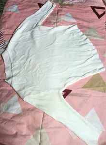 White Ribbed Long Sleeve Top