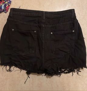 Distressed Black Denim Shorts