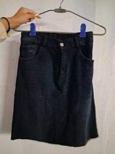 Upcycled Raw Trim Denim A-Line Skirt