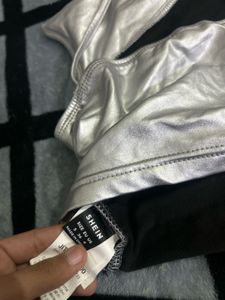 Shein Metallic Silver Halter Top