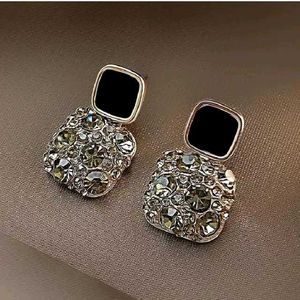 Black Rhinestone Stud Earrings