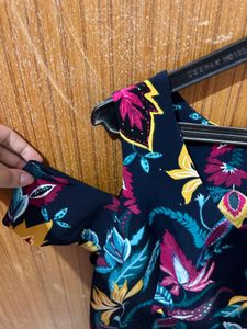 splash Floral Print Cold Shoulder Dress