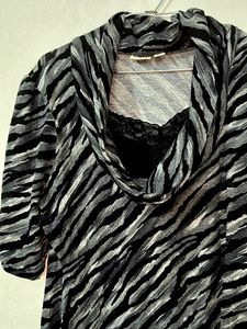 Striped Cowl Neck Top