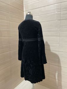 Max Studio Black Velvet Trumpet Sleeve Dress