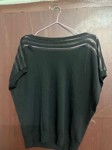 Chic Black Sheer Panel Top