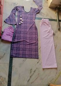 Pink 3 Pieces Kurta Set 🩷