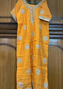Orange Embroidered Kurta Set