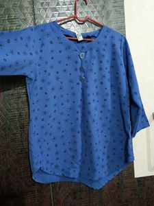 Blue Floral Button-Down Top