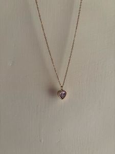 Pink Heart Pendant Anti Tarnish Necklace