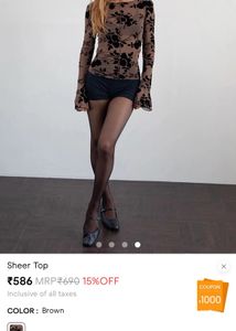 Elegant Floral Mesh Top with Bell Sleeves