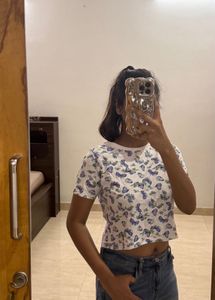 Butterfly Print Crop Top