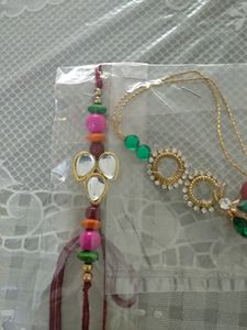 Rakhis for Bhai Bhabhi With Kundan &amp; Beads