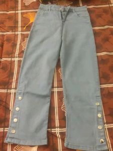 Light Blue Wide Leg Jeans with Buttons