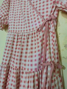 Pink Gingham Wrap Dress