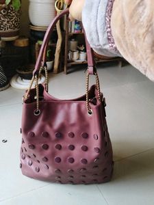 leather Mauve Shoulder Bag